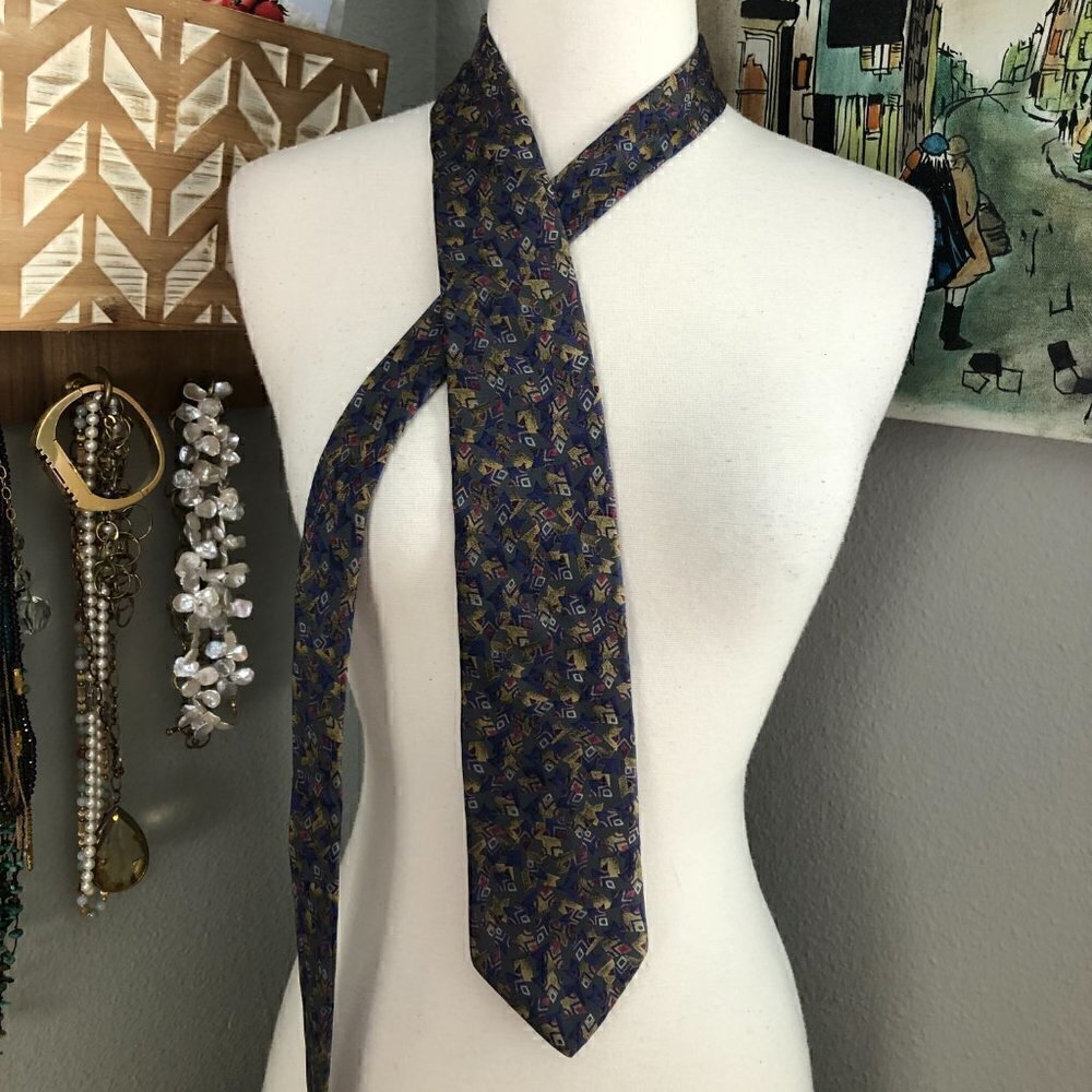Givenchy Monsieur Men's Italian Silk Purple Gold Skinny Necktie Elevated Preppy